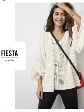 CAbi Fiesta Fringe sweater boxy, boho coastal beachy style 5803 Small